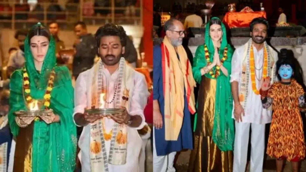 Dhanush and Kriti Sanon Visit Varanasi, Perform Ganga Aarti Together